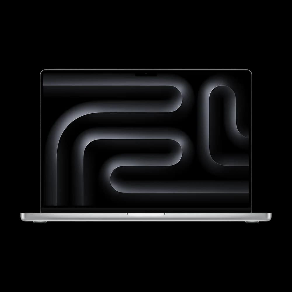 MacBook Pro 16 pouces M5 Max Argent, vue de face